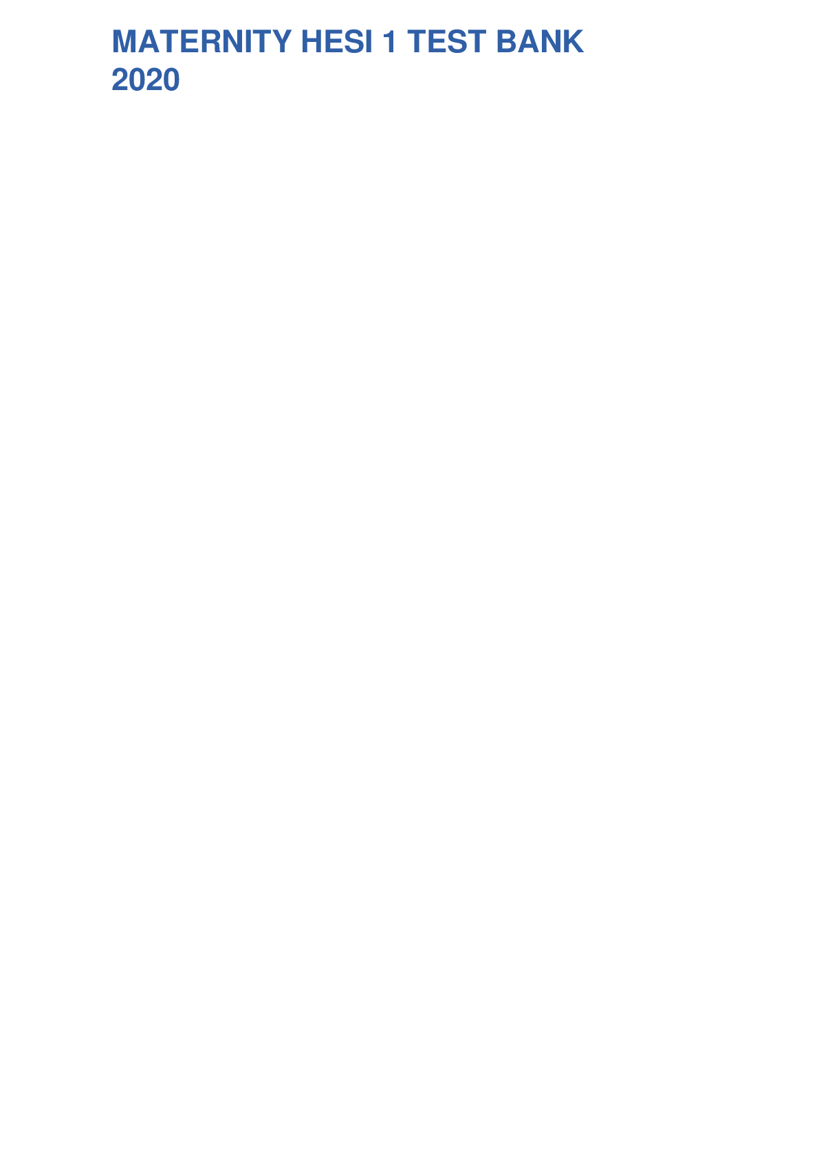 Preview image for MATERNITY HESI 1 TEST BANK 2020